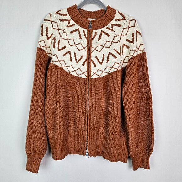 Varley Alys Fair Isle Knit Jacket Roasted Pecan M - Picture 3 of 8